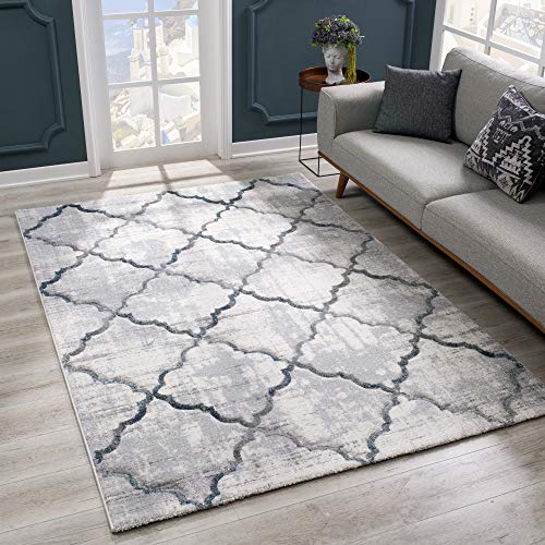 SANAT Alfombra de diseño moderno – Alfombra de pelo corto para salón, dormitorio, cocina – Corte de contorno hecho a mano, certificado Öko-Tex 100, gris, 80 x 150 cm