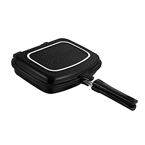 Sartén con soporte resistente Antiadherente cacerola doble, inducción Capaz, de doble cara Pan, Cuadrado, caja fuerte del lavaplatos, tortilla, Fritata Pan, Crepe Pot Pot Hervir Sin Humos desayuno Pot