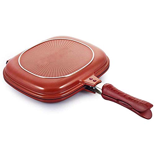 Sartén con soporte resistente Doble cara antiadherente cacerola doble, inducción Capaz, Cuadrado, caja fuerte del lavaplatos, tortilla, Fritata Pan, aluminio Pancake Pot Pot filete Sin Gas desayuno Po