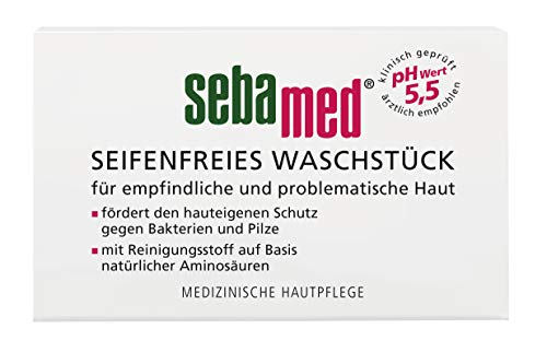 sebamed La pieza de lavado sin jabón de 100 g, la vitamina E y el pantenol alisador de la piel aportan además de limpieza y frescura una sensación agradable y lisa en la piel.