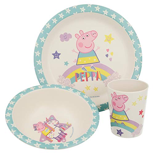 SET BAMBU 3 PCS. (PLATO, CUENCO Y VASO) PEPPA PIG MAGICAL