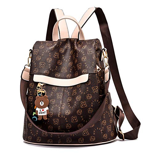 shepretty Mochila Cuero antirrobo para Mujer, 0998Oso-beige