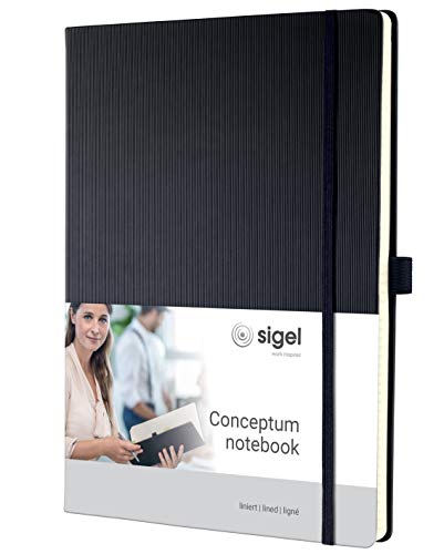 SIGEL CO112 Conceptum Libreta / Cuaderno, tapa dura, 21.3 x 29.5 cm, rayado, negro