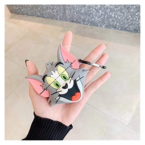 Siqikeji Llavero 3D de Dibujos Animados Tom Cat Jerry Anillo de Carga inalámbrica Suave de la Caja 1 2 3bluetooth del Auricular Cubierta Regalo (Color : 1)