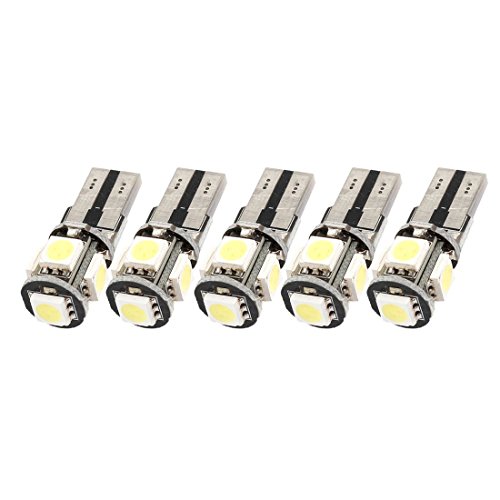 SODIAL(R) 10PCS Libre de Error Canbus W5W T10 5050 5-SMD LED Blanco Luz Bulbo Lampara