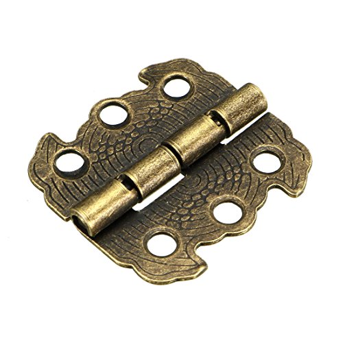 sourcing map 1.14" Bisagras Retro Antiguas de Extremo de Bronce Bisagra con tornillos de repuesto 10pcs