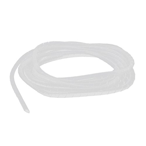 sourcing map 6mm OD 4M PE Polietileno espiral de alambre de cable de abrigo de tubería blanca