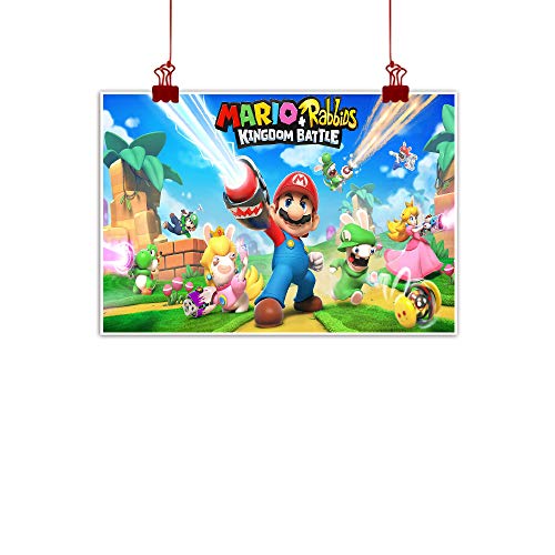 STTYE Mario Game Home Decor Wall Art Decor for Living Room Decor Mario and rabbids Kingdom battle Video Game sin marco 40,6 x 30,4 cm