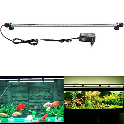 SUBOSI FVTLED Blanco Color Lámpara de Acuario 8W 62CM 33 Luces SMD5050 LED Lampara Tira Pecera Sumergible Submarino Luz