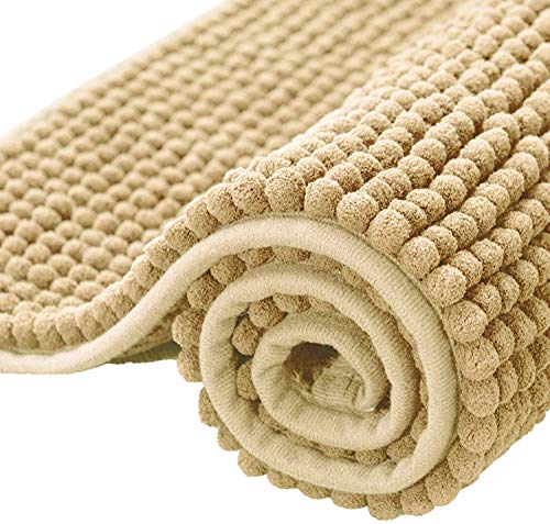 subrtex Alfombrilla de Baño Antideslizante Alfombra de Felpa de Chenille Absorbente Alfombras de Cocina Alfombra de Ducha (40×60cm,Beige)