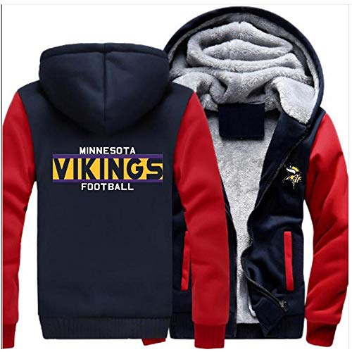 Sudadera con Capucha para Hombre Sudadera con Cremallera Chaqueta Vikingos Jersey Polar Informal Cálido Jersey De Béisbol Sudadera Abrigo con Capucha De Manga Larga - Regalo para Adolescentes,D-4XL