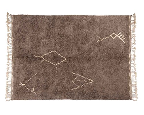 Sukhi Malika: Gris alfombras bereberes marroquíes, símbolos Tribales, Hechos a Mano en Marruecos, Lana de Pelo Alto, Beni Ouarain (150cm x 200cm / 4' 11'' x 6' 6.7'')