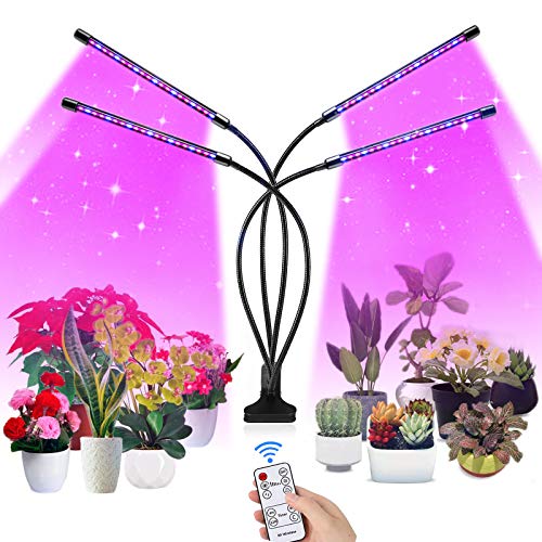 SUPCHON Lámpara de Plantas Crecimiento, Lámpara de Cultivo 80 LED con Control Remoto RF, 9 Niveles Regulable y Rotación de 360° Luces Plantas para siembra, Crecimiento, floración y fructificación