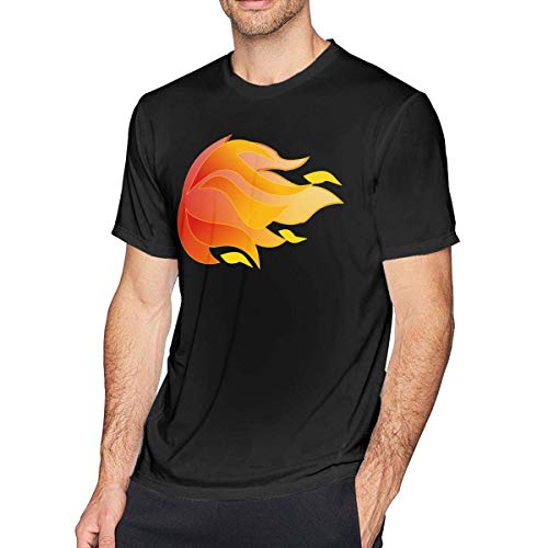 Tengyuntong UiikIIDl Camisetas y Tops Hombre Polos y Camisas Singleman Fire Blast Burn Orange Men's Short Sleeve T-Shirt Black