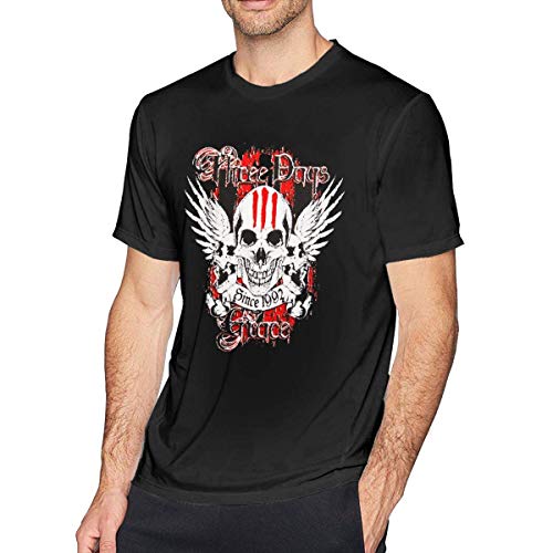 Tengyuntong UiikIIDl Camisetas y Tops Hombre Polos y Camisas Singleman Three Days Grace Cotton Short Sleeve T-Shirt Black