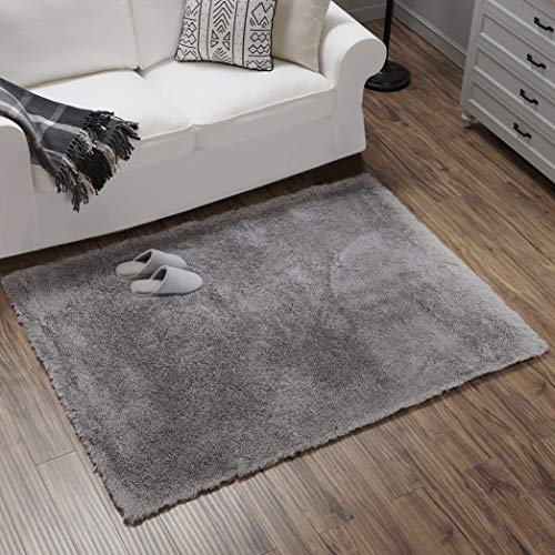 Teppich Wölkchen Alfombra Peluda I Sala de Estar Cuarto de niños Dormitorio Pasillo Corredor I Fondo Antideslizante I 140 x 200 - Gris