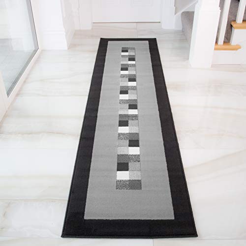 The Rug House Alfombra Moderna Negra & Gris Suave Milan 777-H51-5 Tamaños