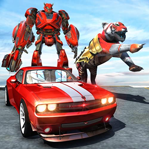 Tiger Robot Cop Car Driving : Animal Robot Games