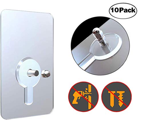 Tornillos Adhesivos Desmontables, Ganchos Adhesive Colgar Pared Cuadros, Transparentes Ganchos pared autoadhesivos, sin rastros ni perforaciones baño Cocina techo (10 Piezas)(8MM)