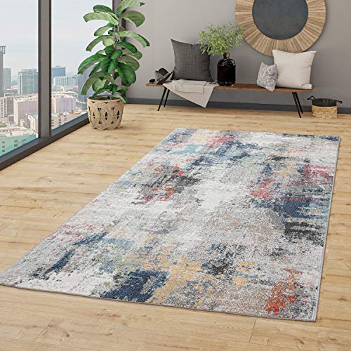 TT Home Alfombra Interior Exterior Terraza Cocina Vintage Diseño Abstracto Beige Azul, Größe:140x200 cm