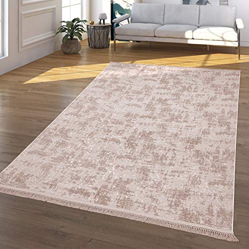 TT Home Alfombra Salón Pelo Corto Lavable Diseño Marroquí Moderna En Beige, Größe:80x150 cm