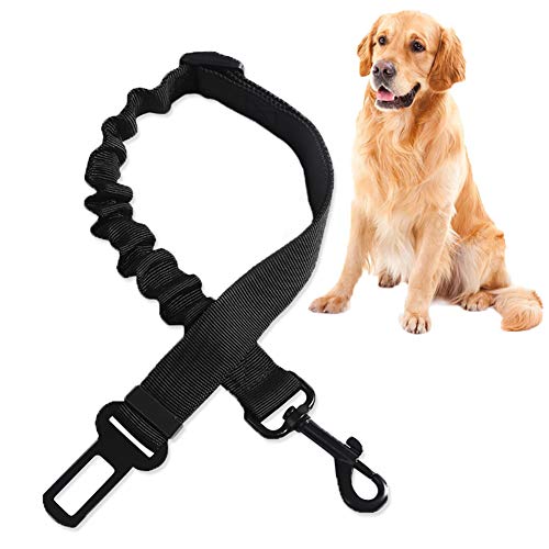 TUKNON Cinturon Perro Coche, Dog Seat Belt, Cinturon de Seguridad para Perros, Universal Dog Car Seat Belt, Longitud Ajustable, con Anti Choque Cinturon Elástico de Nylon, para Mascotas Perros Gatos