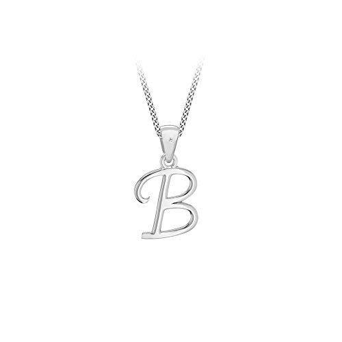 Tuscany Silver 8.44.7434 Cadena con colgante de plata, diamante (0.04), 46 cm, Letra B