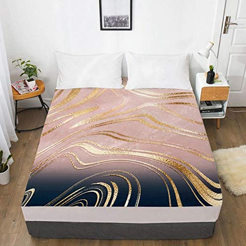 UKUCI Sábana Ajustable Colchón de Cama 3D Funda Ajustada Diseño Personalizado Ropa de Cama Sábanas Sábana 90x200 Geometría Mármol Impreso Ropa de Cama