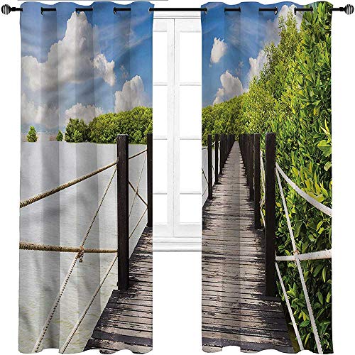 UNOSEKS LANZON Paneles de cortina para ventana, paisaje, cascada en bosque profundo cortina de ventana conjunto combina con tu decoración, poliéster y mezcla de poliéster, Multi 11, W132 cm x L160 cm