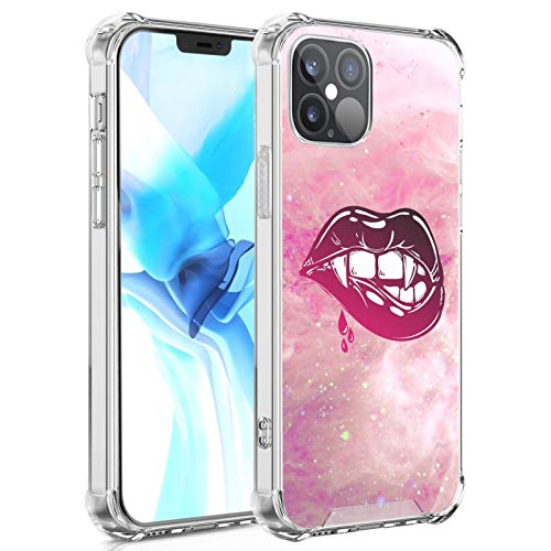 UZEUZA Funda transparente compatible con iPhone 12 Vampire Lips Fit iPhone 12 funda transparente blanca