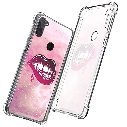 UZEUZA Funda transparente compatible con Samsung Galaxy A11 Vampire Lips Fit Samsung Galaxy A11 funda blanca transparente