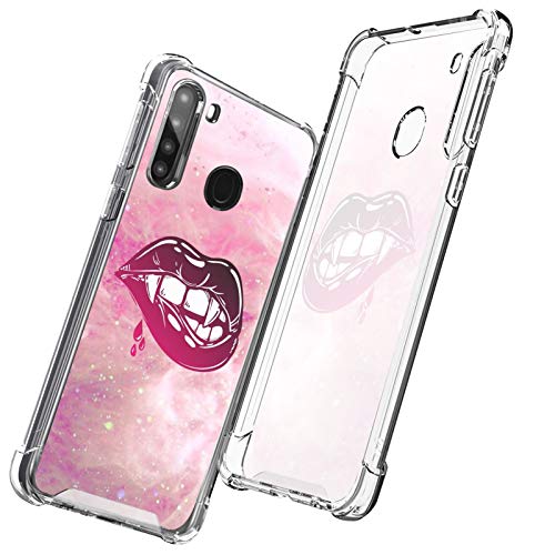 UZEUZA Funda transparente compatible con Samsung Galaxy A21 Vampire Lips Fit Samsung Galaxy A21 funda blanca transparente