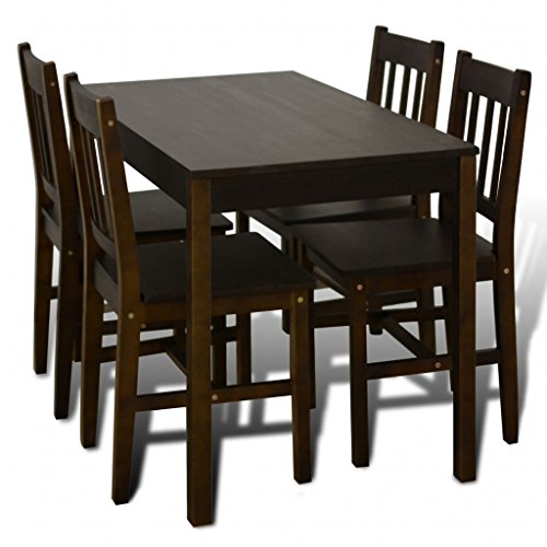 vidaXL Mesa de Comedor con 4 sillas de Madera, Color marrón