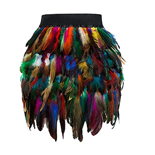 VJGOAL Mujeres Moda Casual Festival Trajes de la Etapa de Piel sintética de Plumas Cosplay Mini Tutu Falda(x-Large,Multicolor)