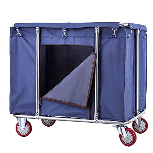 Wäschewagen Cuarto de Lavado Carro de Lino Rectangular con Apertura Media, 400L Carro de Servicio Utilitario en Rueda de Goma, 90×60×85cm (Color : Blue, Size : 6 Tubes)