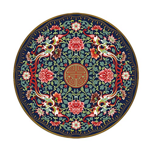 WEN Círculo Alfombra Oriental Tradicional, Sala De Estar De Estilo Chino Tradicional Alfombra Redonda Diámetro 80 Cm, 100 Cm, 120 Cm (Color : D, Size : Diameter 100cm)