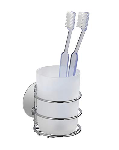 WENKO Turbo-Loc® vaso higiene dental - fijar sin taladrar, Acero, 7.5 x 10 x 9 cm, Cromo