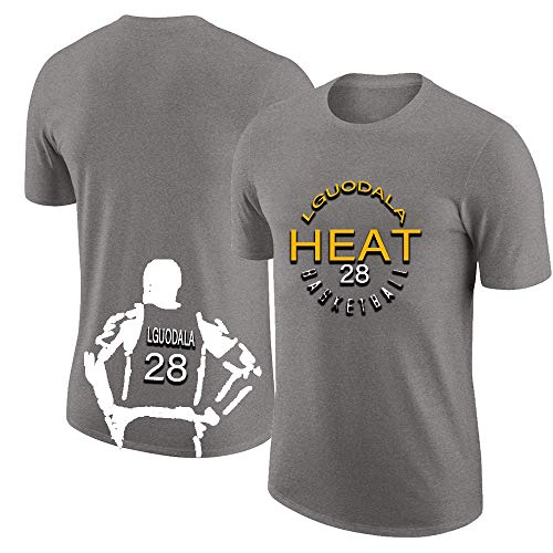 W&F Camiseta de algodón con Cuello Redondo para Hombre André Iguodala # 28 Mangas Cortas Sueltas Top Deportivo de Verano S-XXXL (Color : Gray, Size : Small)