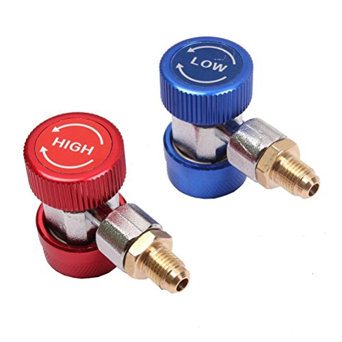 WINOMO Conector de acoplamiento rápido ajustable AC R134A adaptador alta baja 1/4" SAE HVAC