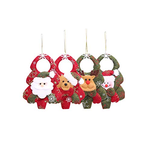 Wohlstand 4Pcs Navidad Colgante Regalo Colgante,Adornos de algodón Colgantes en Rojo,Decoración Colgante Creativo Decoración de Navidad para El Hogar Navidad