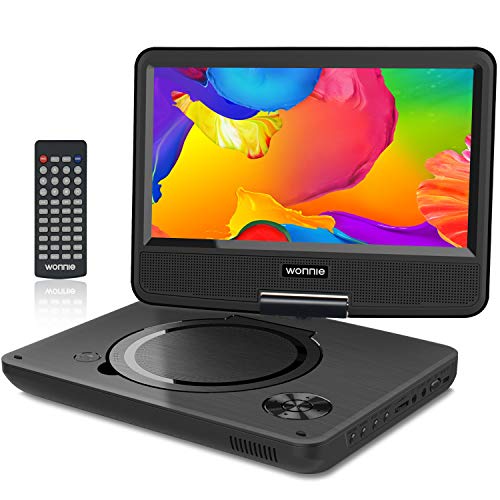 WONNIE 11” Reproductor de DVD Portátil para Niños en Viaje con 4 Horas Batería Recargable Compatible con Tarjeta SD y USB, Reproducción Directa de RMVB/AVI / MP3 / JPEG