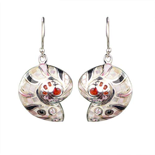 WOZUIMEI Pendientes de Estilo Chino Eardrop S925 Joyería de Plata Características Temperamento Concha Alternativa Palo de Mano Color Shell Pendientes de Diamantes Pendientes FemeninosComo se muestra