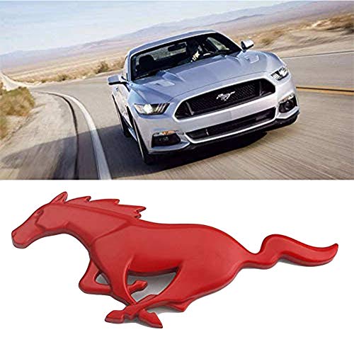 XCBW Insignia del Logotipo del Emblema de la Parrilla del capó Delantero del Coche 3D Calcomanía de Metal Mustang Horse para F-ORD Mustang Shelby GT,Rojo