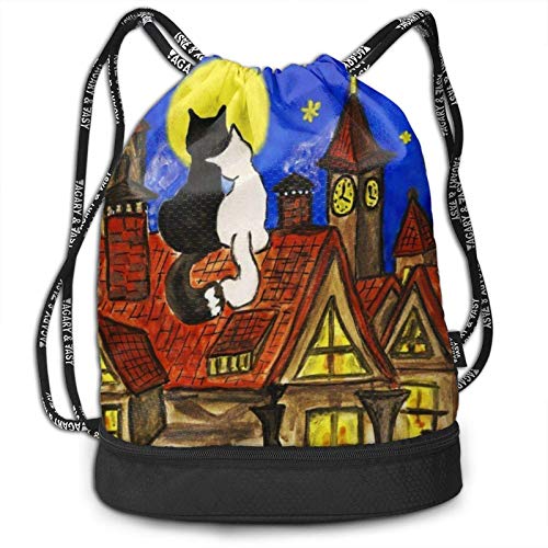 XCNGG Mochila con cordón, Gato, Parejas, Casco Antiguo, Noche Estrellada, Arte, casa, impresión, Deporte, Viaje, Gimnasio, Paquete, Mochila