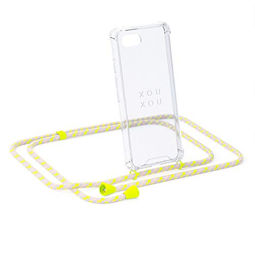 xouxou ® Cadena de teléfono móvil para iPhone 11 (funda con cinta) en camuflaje neón (funda protectora con cinta)