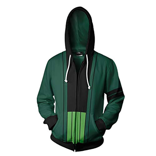 XYQB Sudadera con Cremallera para Hombre de Estampada Tema One Piece Roronoa Zoro, Sudadera con Capucha Casual de poliéster Sudadera Copaly de Moda,A,XL