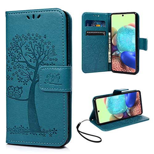 Yiscase - Funda de piel para Samsung A71 5G, con cierre magnético, tarjetero, color azul