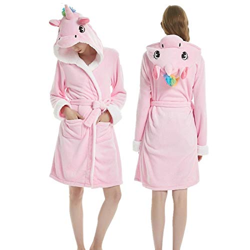 YPDM Vestido de Noche Adultos Invierno Coral Terciopelo con Capucha Unicornio Bata Mujer Franela Bata Stitch Panda Animal Albornoces Albornoces Largos para Hombres, Azul tnema, S