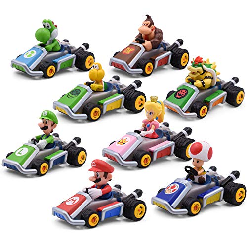 YUNMEI Mario Juguetes 18 Unids / Lote Anime Super Mario Bros Llavero Melocotón Donkey Kong Yoshi Luigi Toad PVC Figura De Acción Muñeca Modelo Coleccionable Juguete