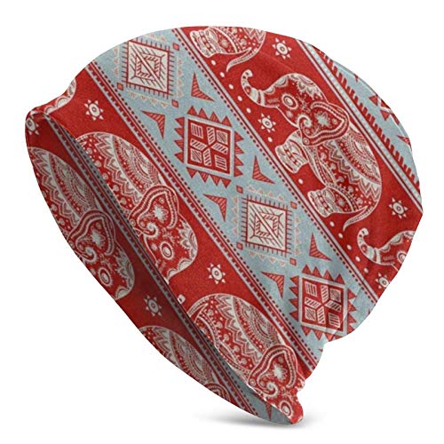 zhouyongz Gorra de Calavera Loto Indio Elefante étnico Africano Beanie Hat Gorras Sombreros de Punto de Invierno para Mujeres Hombres Adultos